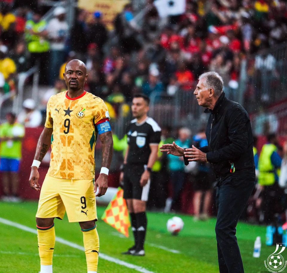 Jordan Ayew and Carlos Queiroz during Ghana and Panama World Cup 2026 match